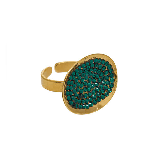 Green crystal ring by Fotini Liami