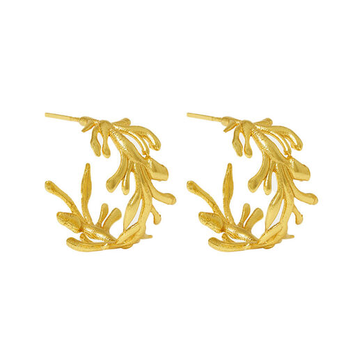 Leaf hoop stud earrings by Ottoman Hands