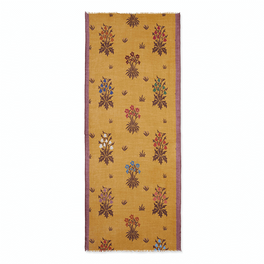 Yellow floral wool scarf