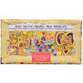 Silky salted caramel milk chocolate by ARTHOUSE Unlimited. Wrapped in gold paper decorated with colourful text based artworks.