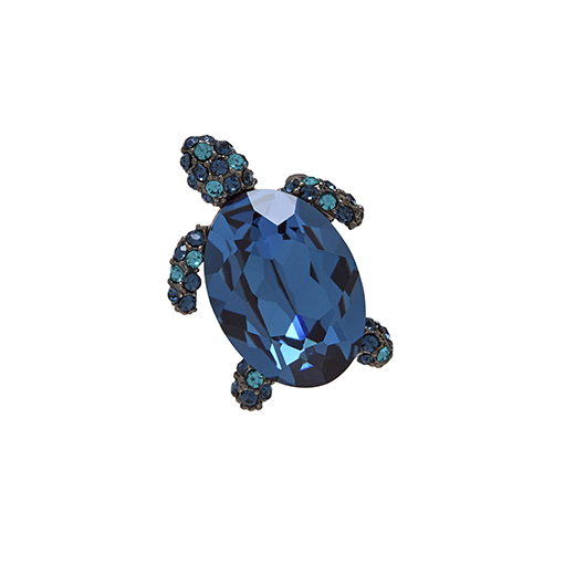 Turtle crystal brooch