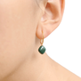 Oval hoop earrings with malachite drops by Mounir