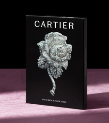 Cartier exhibition postcard pack featuring a flower diamond brooch.